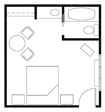 Queen w/bath floorplan